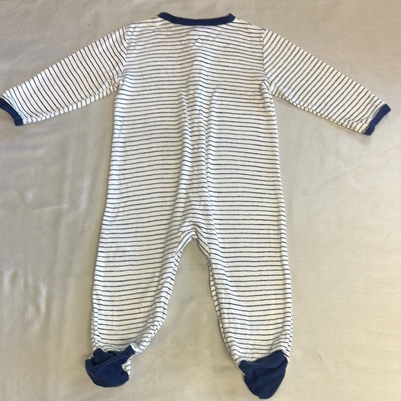 Little Me Blue and White Footies One Piece - Picture 3 of 4